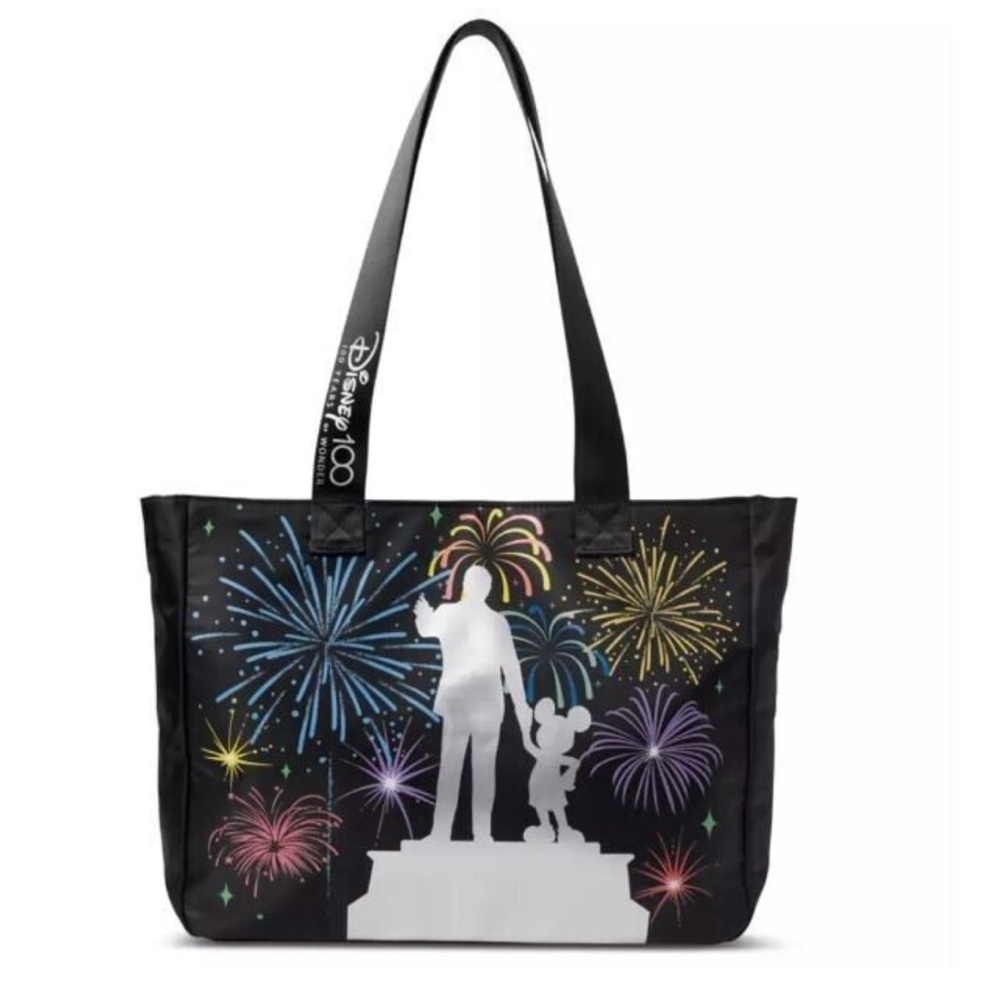 Disney 100 Black Tote Bag Walt and Mickey with Fireworks Design NWT